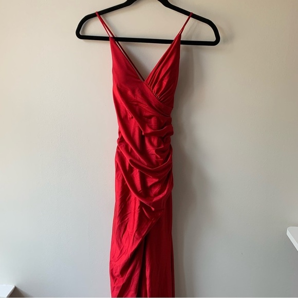 XSCAPE JERSEY LACE UP Side Slit GOWN Sz‎ 4 NWT - Picture 5 of 10